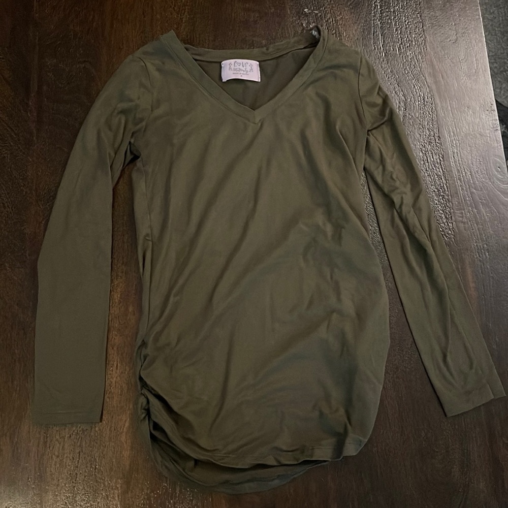 Olive green maternity long sleeve, size small